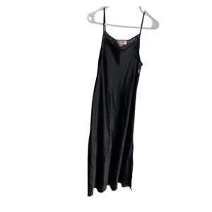 Oscar de la Renta Pink Label Black Slip Dress | Size Large | Satin Y2K Lingerie